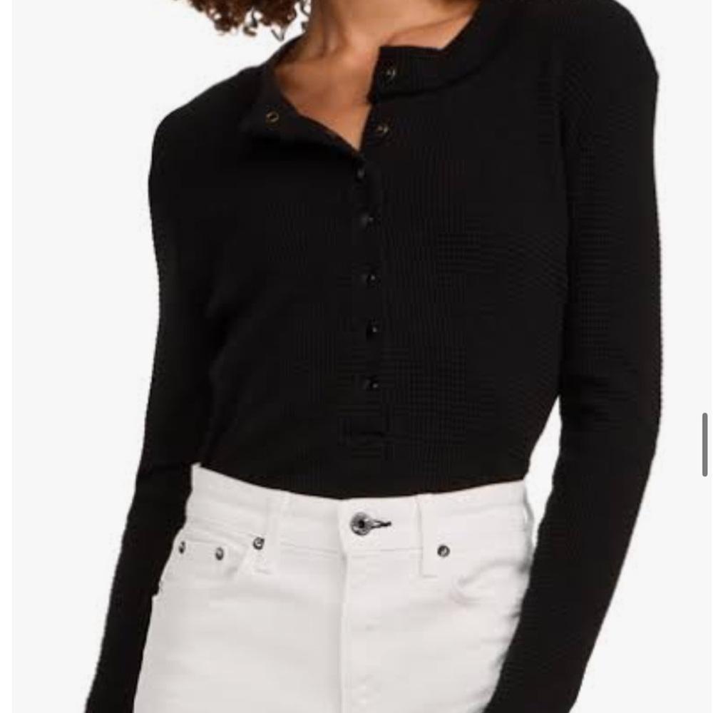 Askk NY snap thermal waffle Henley button up shirt